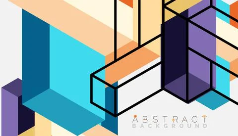 Abstract background. 3d cubes, cubic elements and blocks. Techno or business Stock Illustration