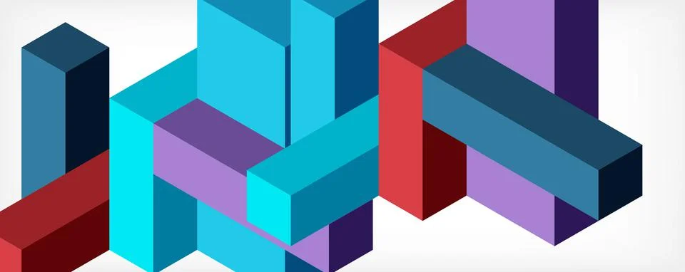 Abstract background. 3d cubes, cubic elements and blocks. Techno or business Stock Illustration