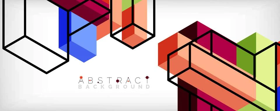 Abstract background. 3d cubes, cubic elements and blocks. Techno or business Illustrazione stock