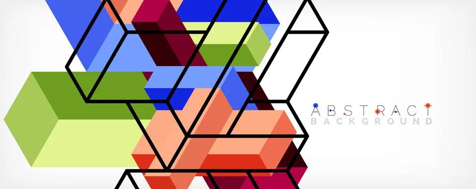 Abstract background. 3d cubes, cubic elements and blocks. Techno or business 스톡 일러스트