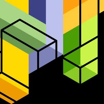 Abstract background. 3d cubes, cubic elements and blocks. Techno or business Stock Illustration