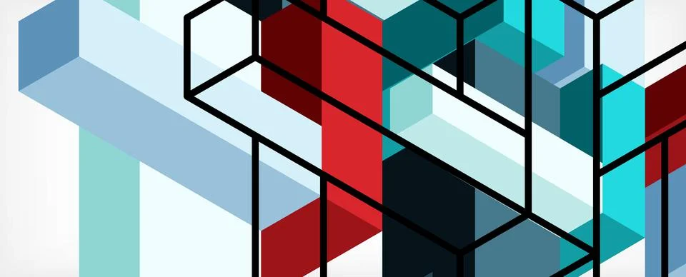 Abstract background. 3d cubes, cubic elements and blocks. Techno or business Illustrazione stock