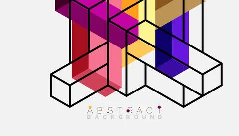 Abstract background. 3d cubes, cubic elements and blocks. Techno or business Stock Illustration