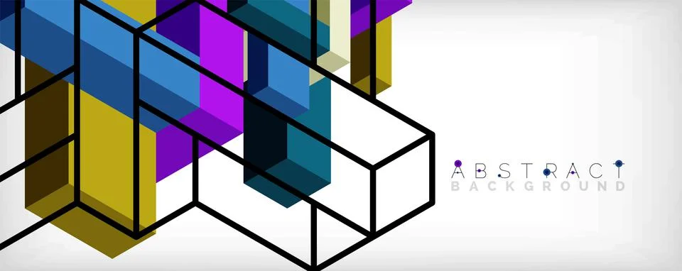 Abstract background. 3d cubes, cubic elements and blocks. Techno or business Illustrazione stock