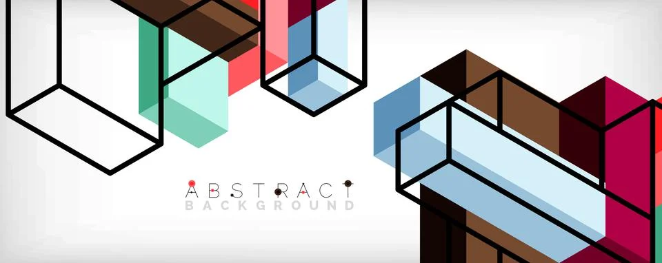 Abstract background. 3d cubes, cubic elements and blocks. Techno or business Illustrazione stock