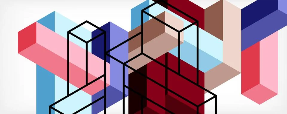 Abstract background. 3d cubes, cubic elements and blocks. Techno or business 스톡 일러스트