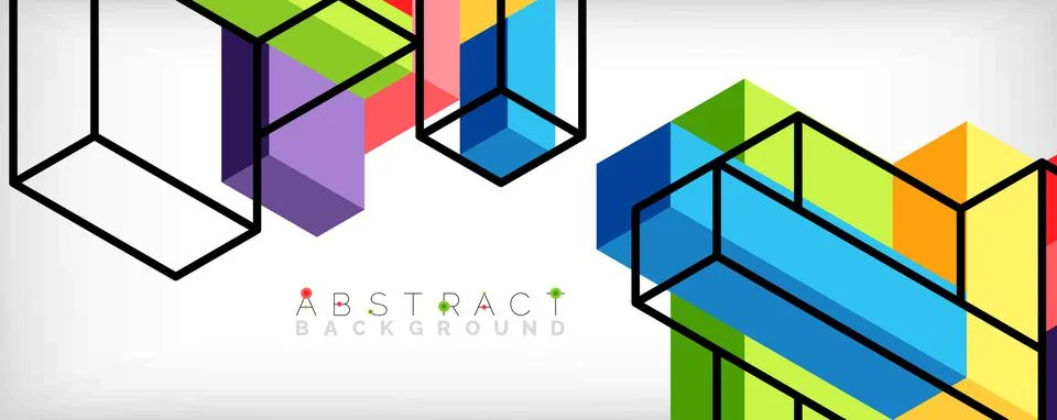 Abstract background. 3d cubes, cubic elements and blocks. Techno or business 库存插图