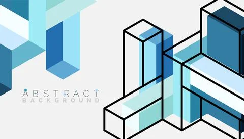 Abstract background. 3d cubes, cubic elements and blocks. Techno or business Stock Illustration