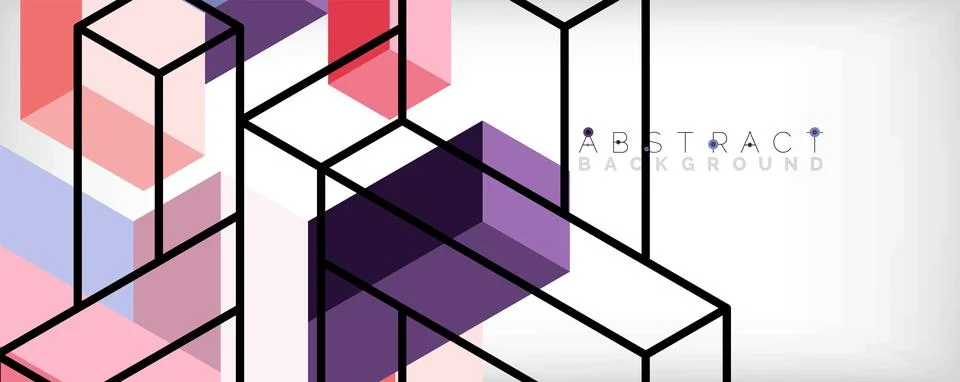 Abstract background. 3d cubes, cubic elements and blocks. Techno or business Illustrazione stock
