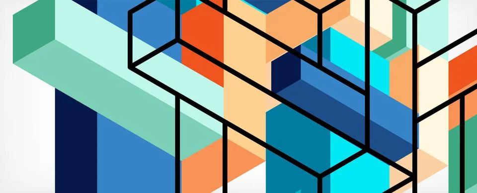 Abstract background. 3d cubes, cubic elements and blocks. Techno or business 스톡 일러스트