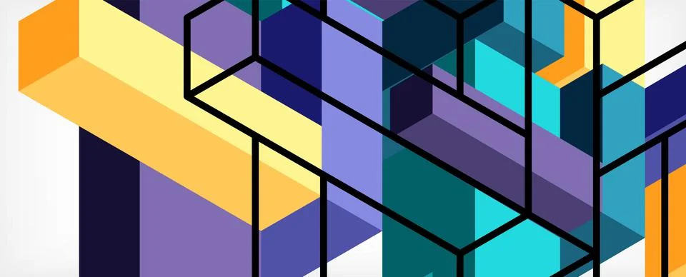Abstract background. 3d cubes, cubic elements and blocks. Techno or business Illustrazione stock