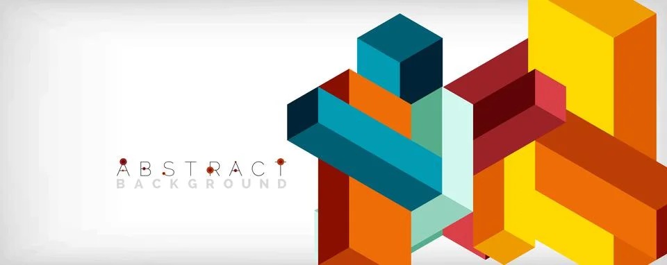 Abstract background. 3d cubes, cubic elements and blocks. Techno or business Stock Illustration