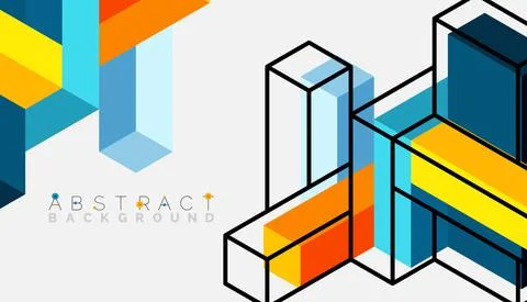 Abstract background. 3d cubes, cubic elements and blocks. Techno or business 스톡 일러스트