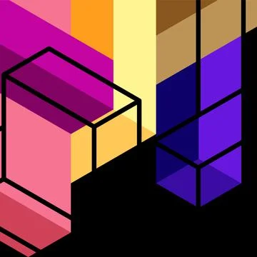 Abstract background. 3d cubes, cubic elements and blocks. Techno or business Illustrazione stock