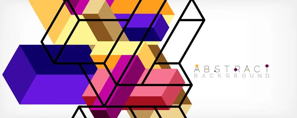 Abstract background. 3d cubes, cubic elements and blocks. Techno or business Illustrazione stock