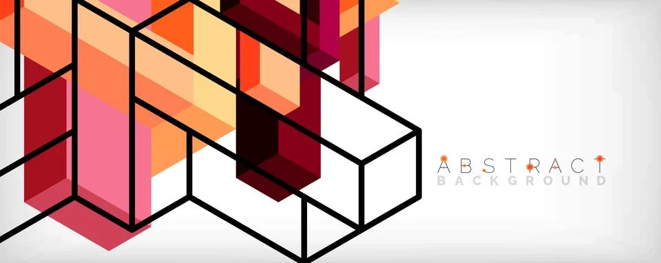 Abstract background. 3d cubes, cubic elements and blocks. Techno or business Illustrazione stock