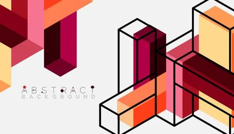 Abstract background. 3d cubes, cubic elements and blocks. Techno or business 스톡 일러스트