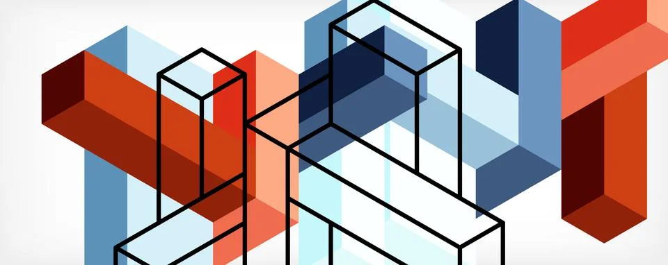 Abstract background. 3d cubes, cubic elements and blocks. Techno or business Illustrazione stock