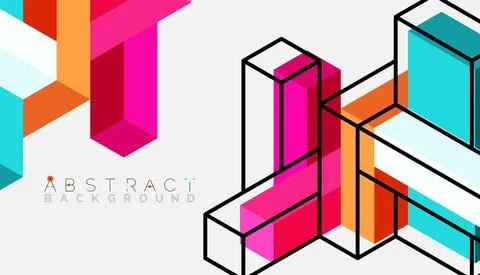 Abstract background. 3d cubes, cubic elements and blocks. Techno or business Stock Illustration