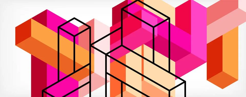 Abstract background. 3d cubes, cubic elements and blocks. Techno or business Illustrazione stock