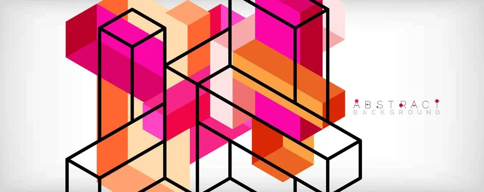 Abstract background. 3d cubes, cubic elements and blocks. Techno or business Stockillustratie