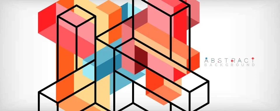 Abstract background. 3d cubes, cubic elements and blocks. Techno or business Illustrazione stock