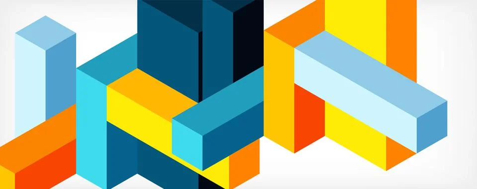 Abstract background. 3d cubes, cubic elements and blocks. Techno or business 库存插图