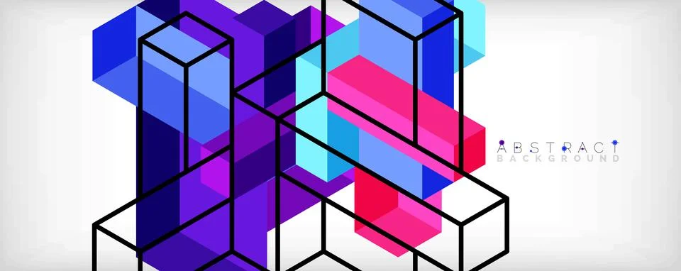 Abstract background. 3d cubes, cubic elements and blocks. Techno or business 스톡 일러스트