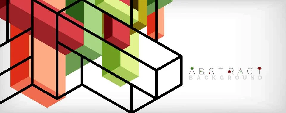 Abstract background. 3d cubes, cubic elements and blocks. Techno or business Illustrazione stock