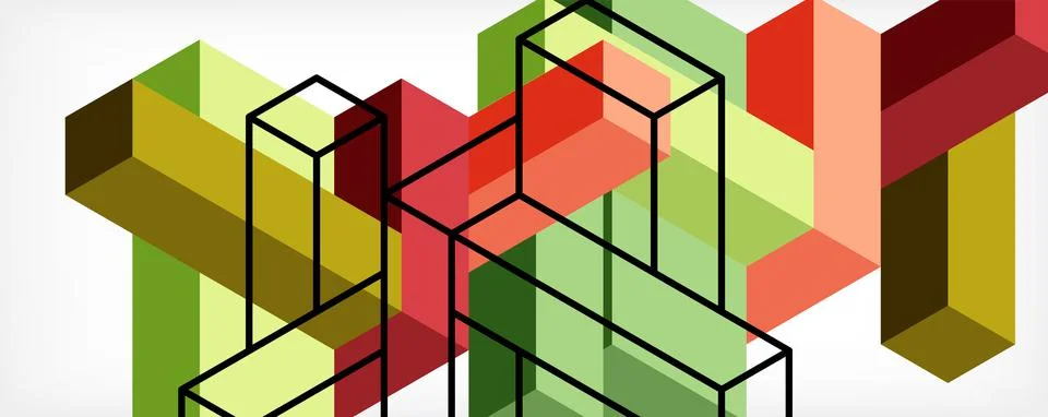 Abstract background. 3d cubes, cubic elements and blocks. Techno or business Illustrazione stock
