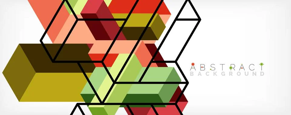 Abstract background. 3d cubes, cubic elements and blocks. Techno or business 스톡 일러스트