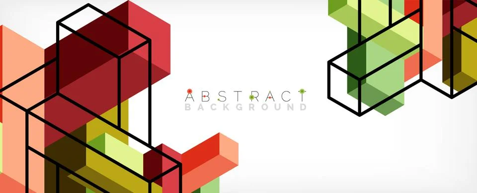 Abstract background. 3d cubes, cubic elements and blocks. Techno or business Stock Illustration