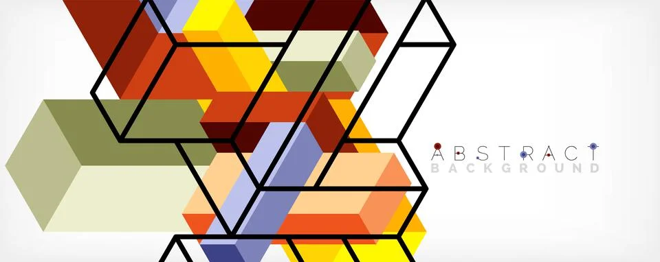 Abstract background. 3d cubes, cubic elements and blocks. Techno or business Illustrazione stock