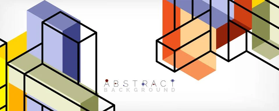 Abstract background. 3d cubes, cubic elements and blocks. Techno or business Illustrazione stock