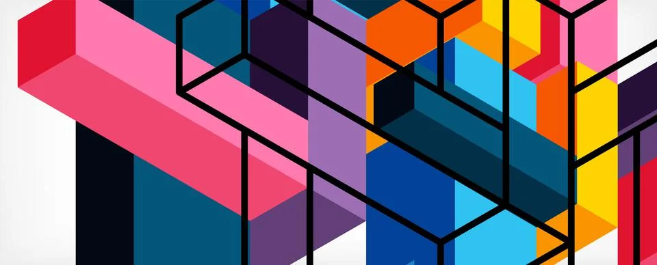 Abstract background. 3d cubes, cubic elements and blocks. Techno or business Stock Illustration