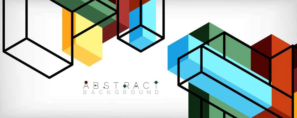 Abstract background. 3d cubes, cubic elements and blocks. Techno or business Stock Illustration