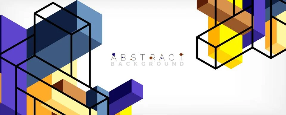 Abstract background. 3d cubes, cubic elements and blocks. Techno or business Illustrazione stock