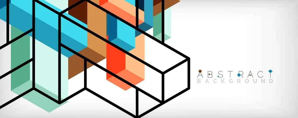 Abstract background. 3d cubes, cubic elements and blocks. Techno or business Stock Illustration