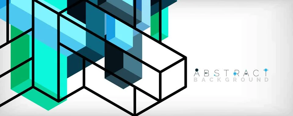 Abstract background. 3d cubes, cubic elements and blocks. Techno or business 스톡 일러스트