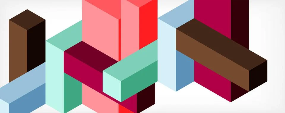 Abstract background. 3d cubes, cubic elements and blocks. Techno or business Stock Illustration