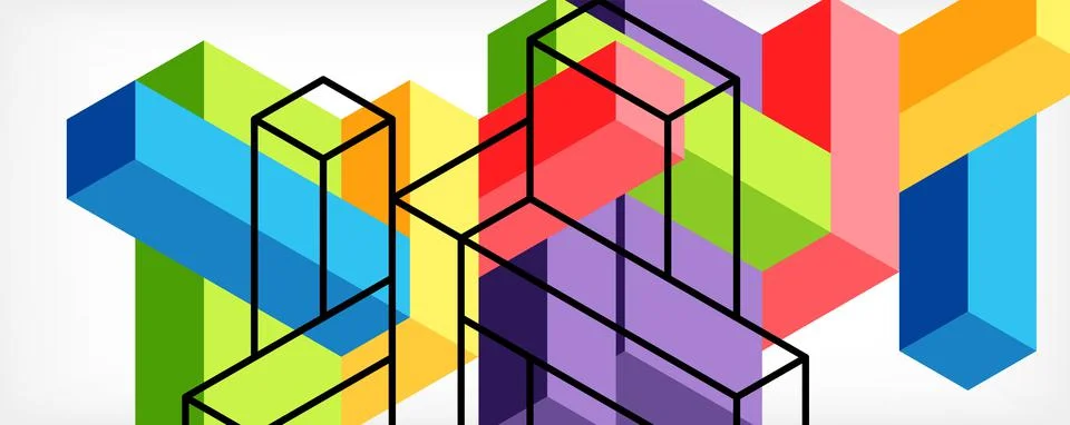 Abstract background. 3d cubes, cubic elements and blocks. Techno or business Illustrazione stock