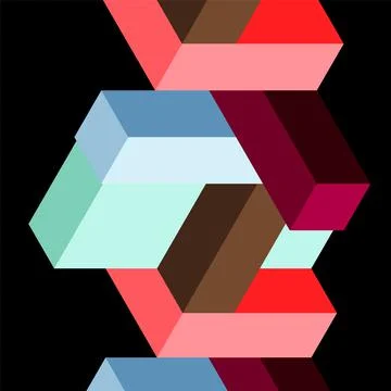 Abstract background. 3d cubes, cubic elements and blocks. Techno or business Illustrazione stock