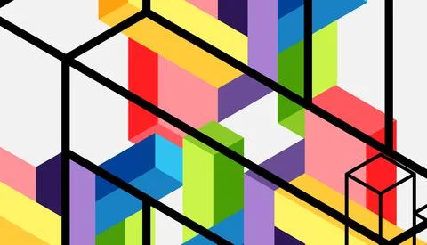 Abstract background. 3d cubes, cubic elements and blocks. Techno or business 库存插图