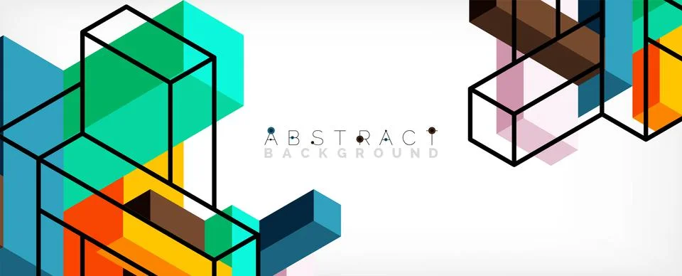 Abstract background. 3d cubes, cubic elements and blocks. Techno or business 스톡 일러스트
