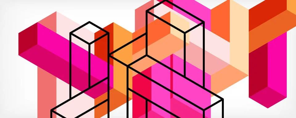 Abstract background. 3d cubes, cubic elements and blocks. Techno or business Illustrazione stock