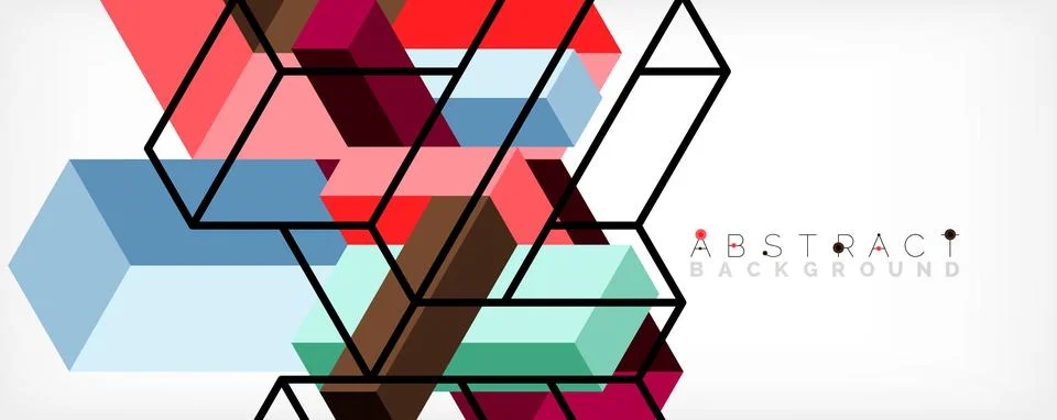 Abstract background. 3d cubes, cubic elements and blocks. Techno or business Stock Illustration