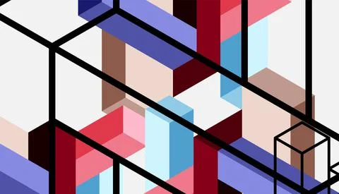 Abstract background. 3d cubes, cubic elements and blocks. Techno or business Stockillustratie