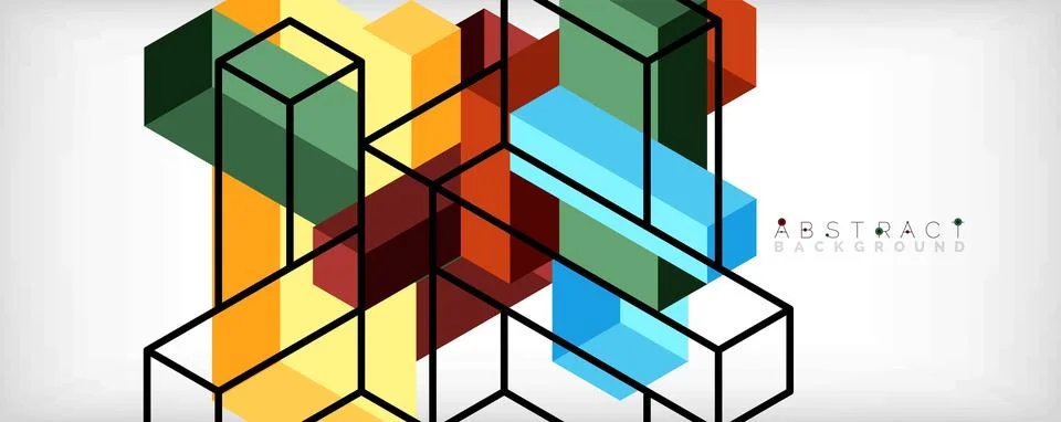 Abstract background. 3d cubes, cubic elements and blocks. Techno or business Illustrazione stock