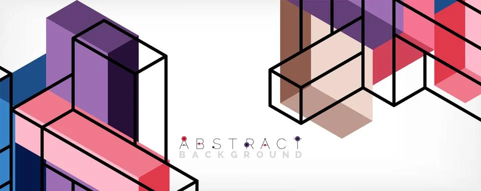 Abstract background. 3d cubes, cubic elements and blocks. Techno or business 스톡 일러스트