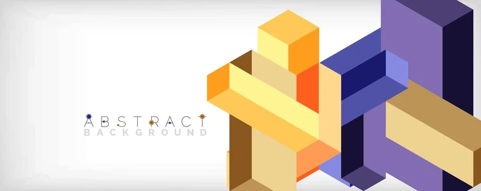 Abstract background. 3d cubes, cubic elements and blocks. Techno or business Stock Illustration
